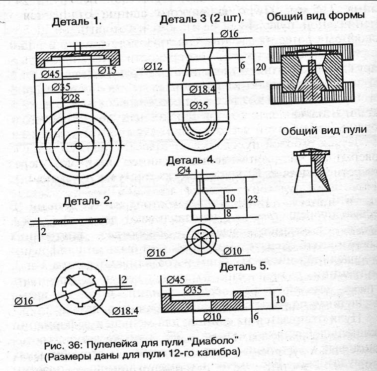 Пулелейка диабло 12 калибра чертежи