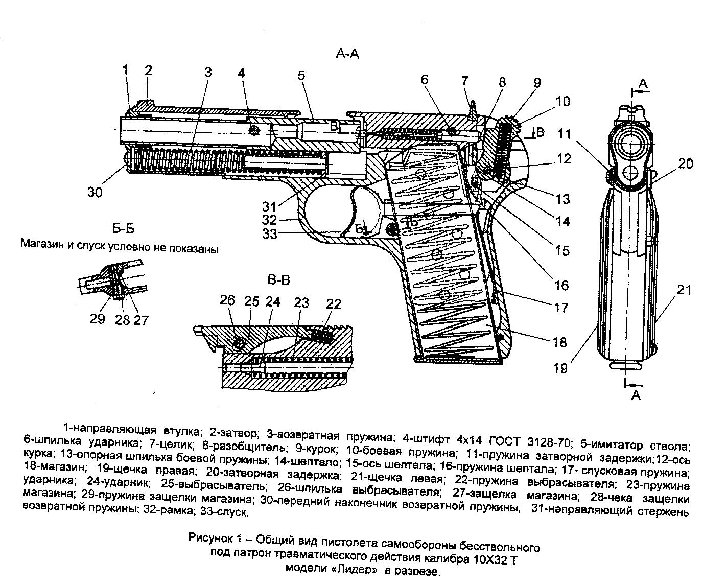 Схема травматического пистолета