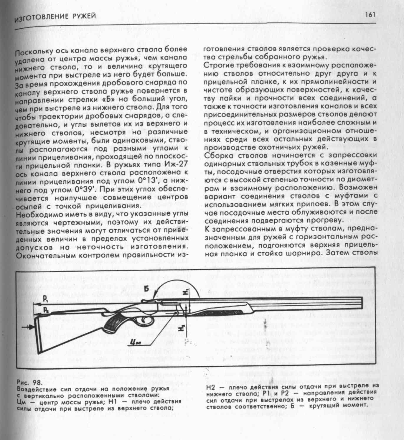 Скорость отдачи ружья. Сведение стволов дробового ружья. Угол прицельной планки дробового ружья. Ружья с нижним стволом. Части ружья с горизонтальным расположением стволов.