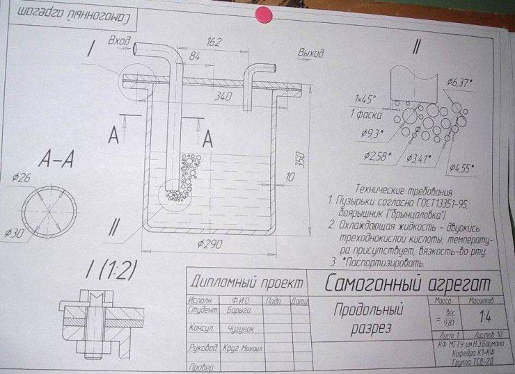 Самогонный аппарат своими руками чертежи с размерами