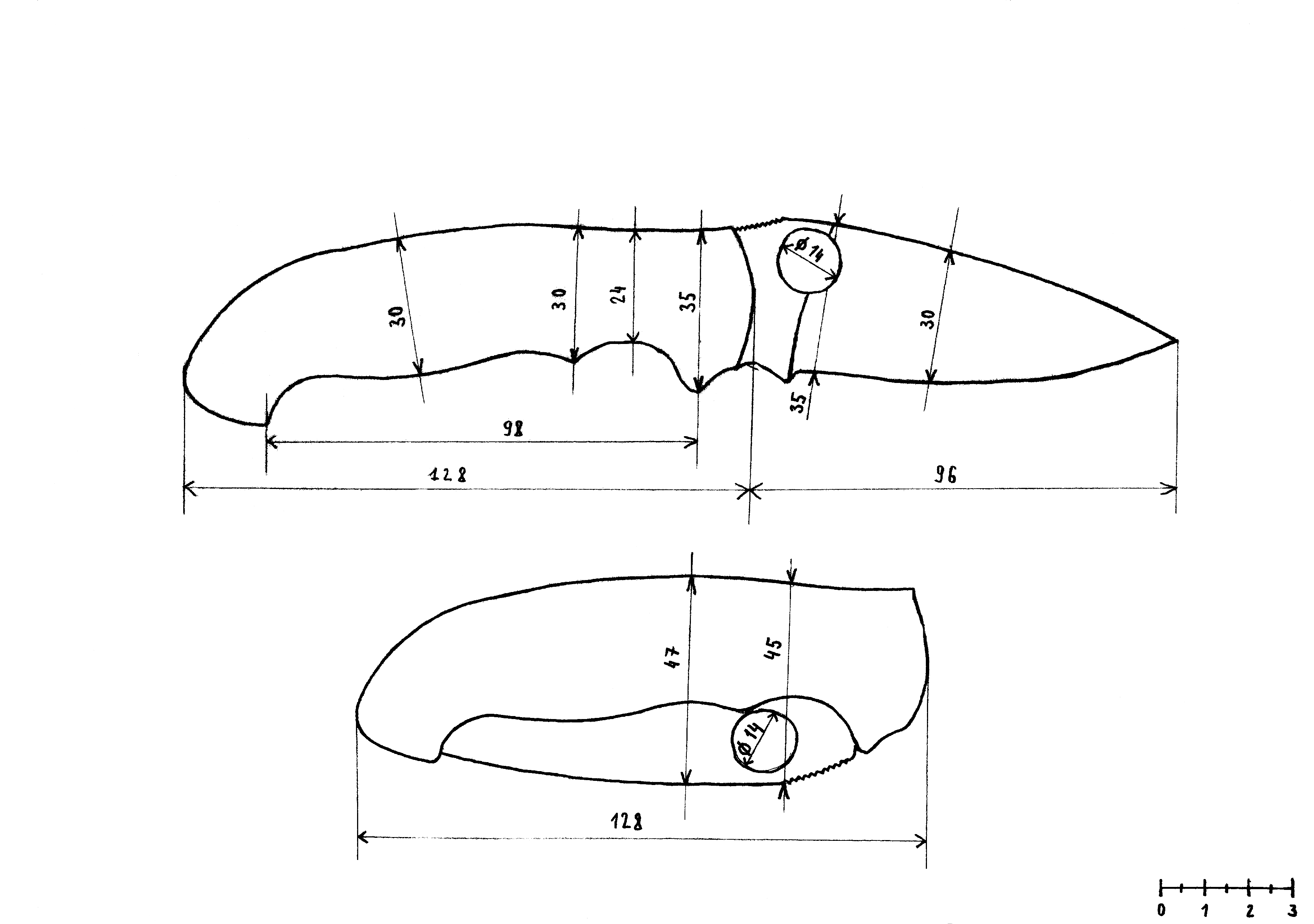 Чертеж маленький нож