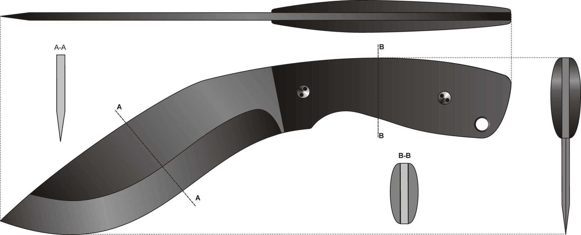 Чертеж ножа кукри