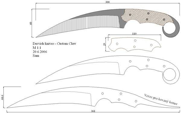 Нож коготь из кс го чертеж