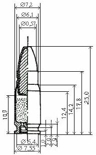 Чертеж патрона 9х18