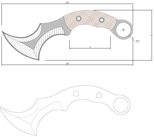 Folding karambit чертеж