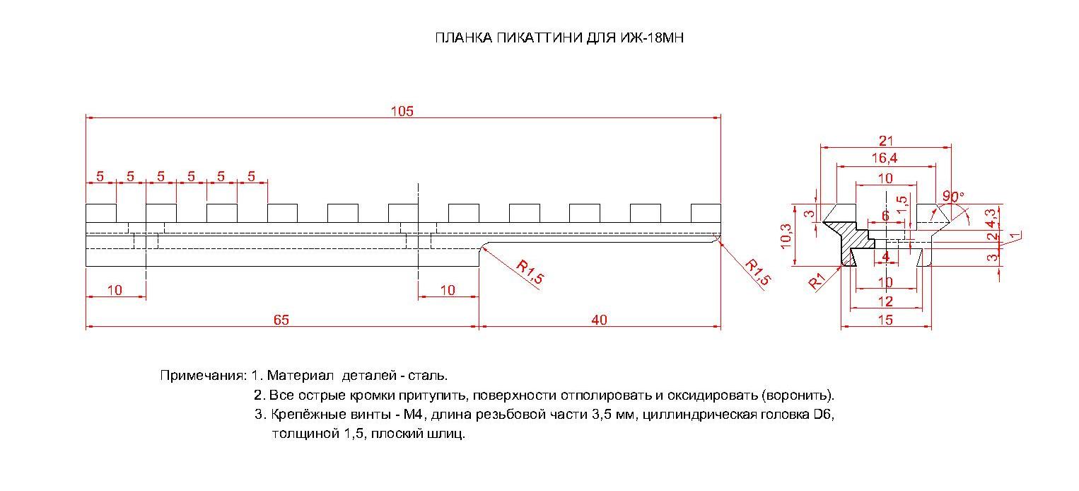 Планка weaver чертеж