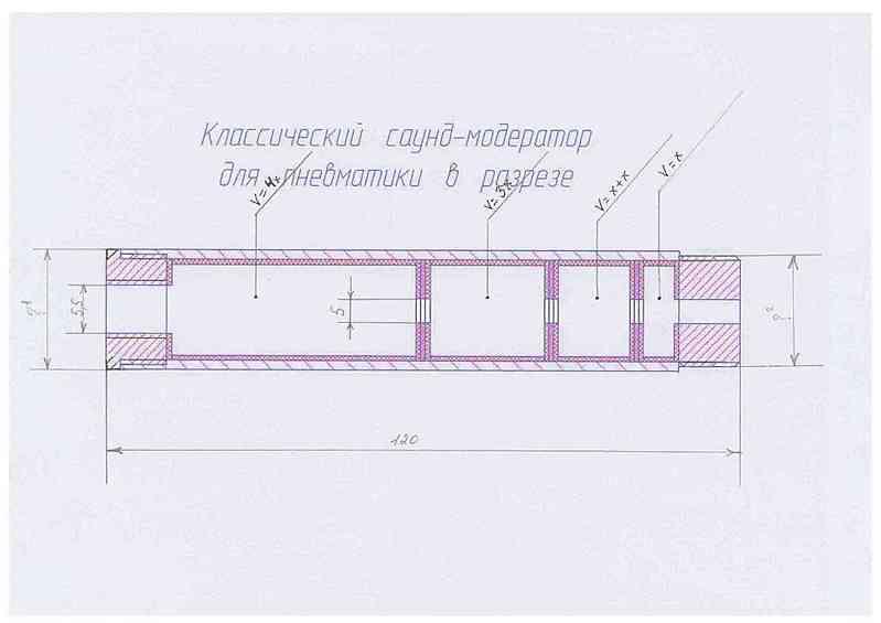 Саундмодератор для пневматики чертеж