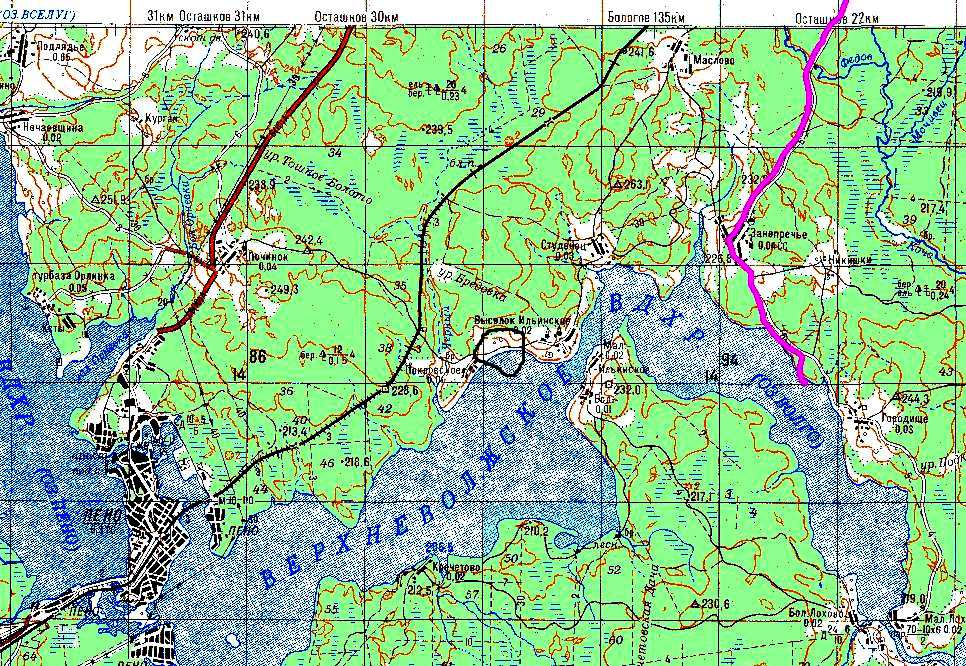 Карта селигера подробная с деревнями и дорогами подробная
