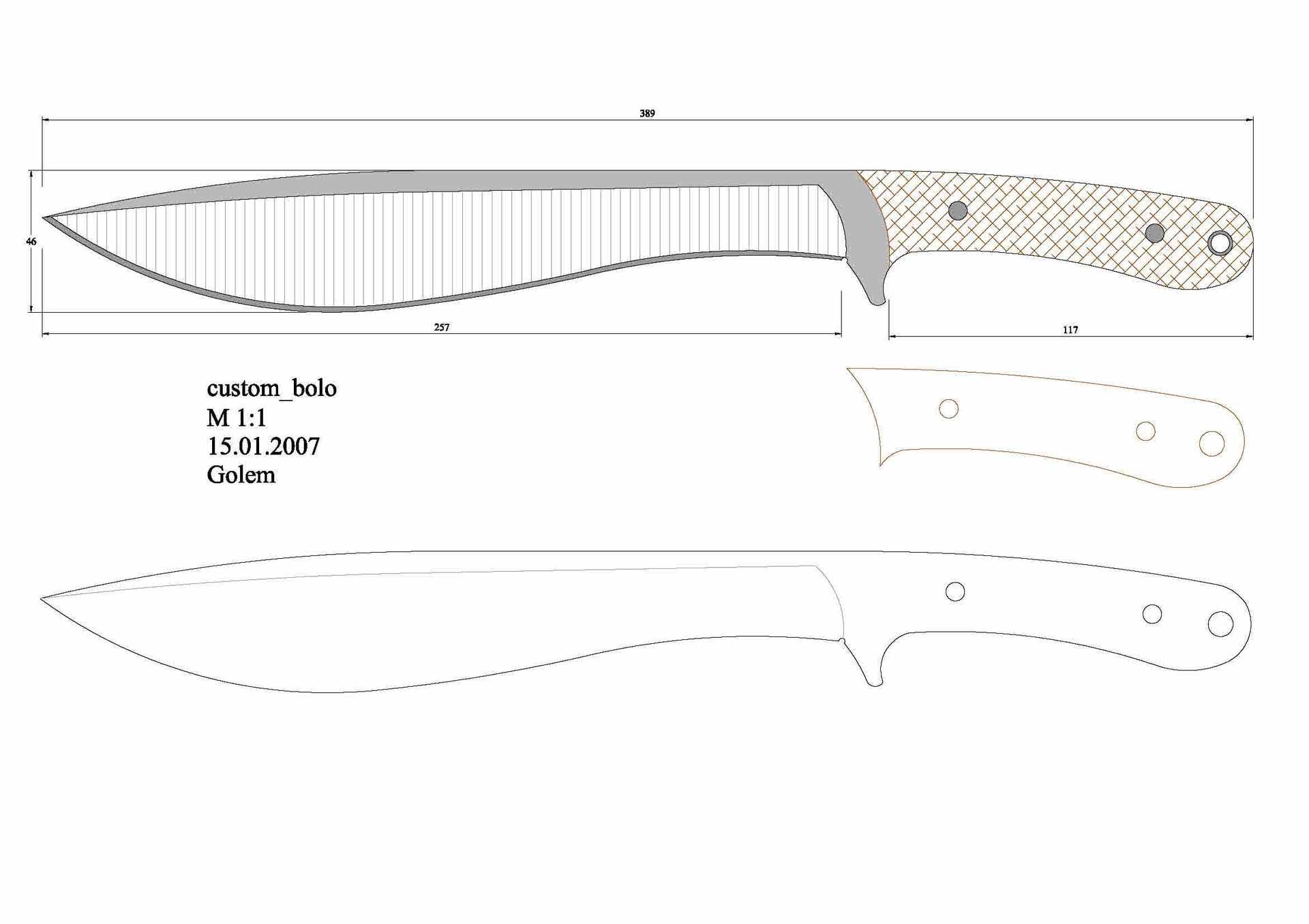 Чертеж большого ножа