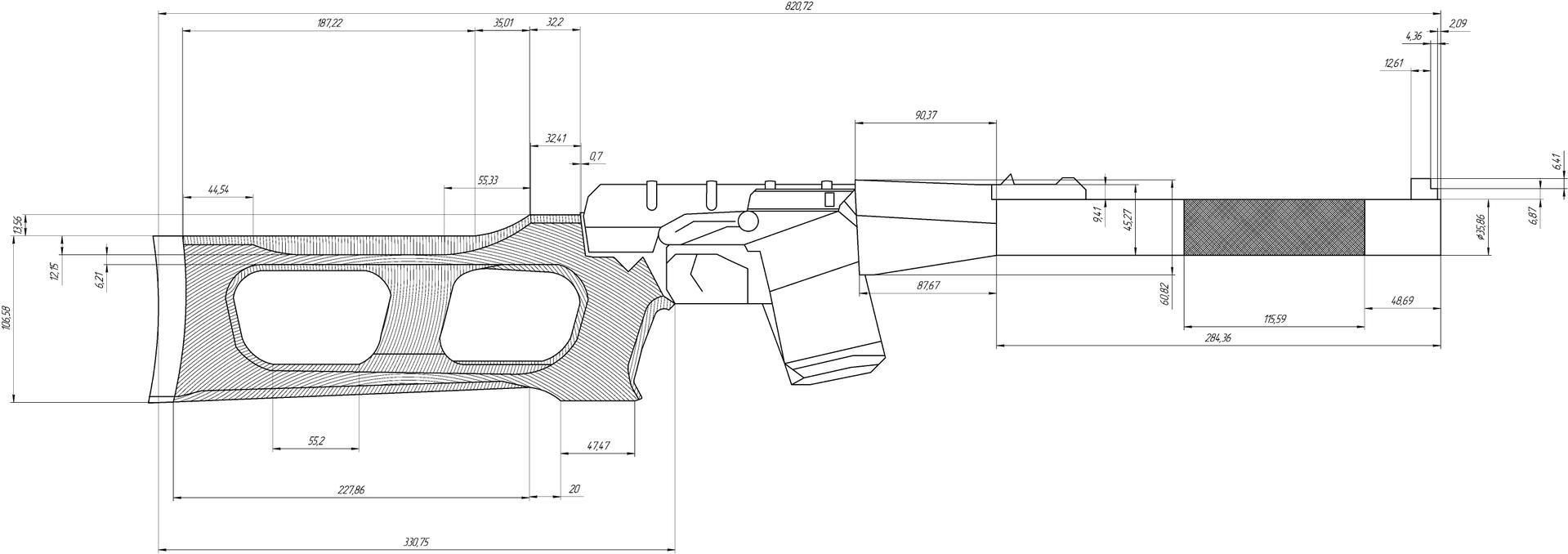чертеж awp снайперской винтовки для дерева фото 11