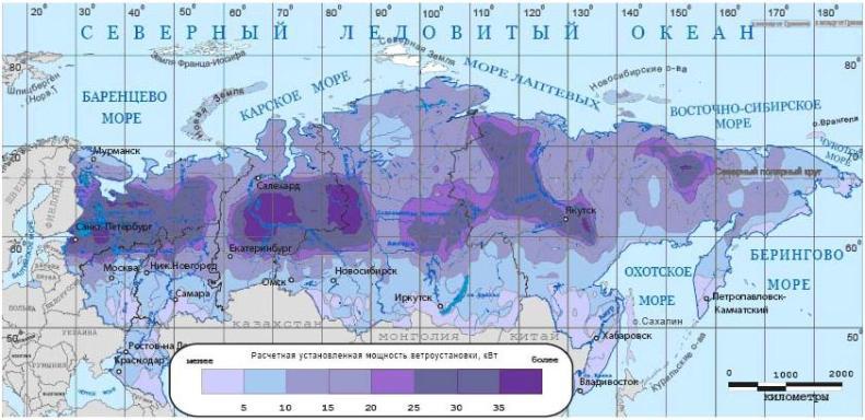 Сила ветра карта