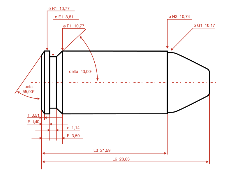 Чертеж патрона 9х18