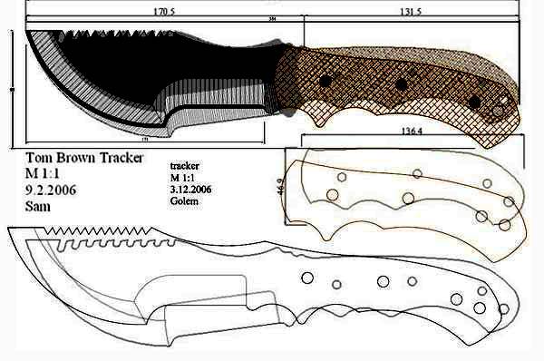 Нож трекер чертеж