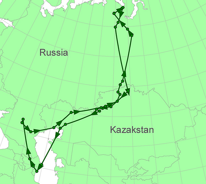 Карта пролета гусей