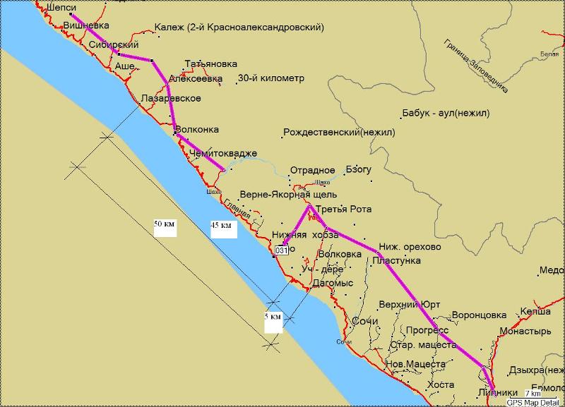 Карта от лазаревского до сочи с поселками на русском языке