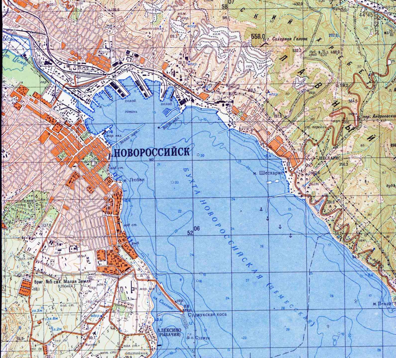 Карта глубин Новороссийской бухты