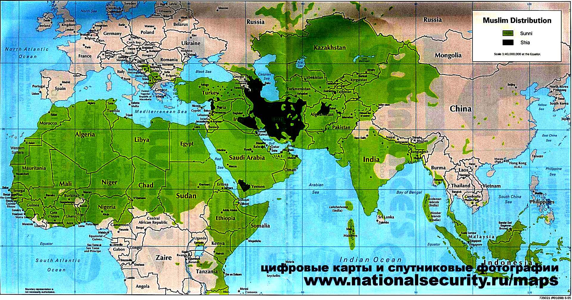 Карта шииты и сунниты расселения в мире