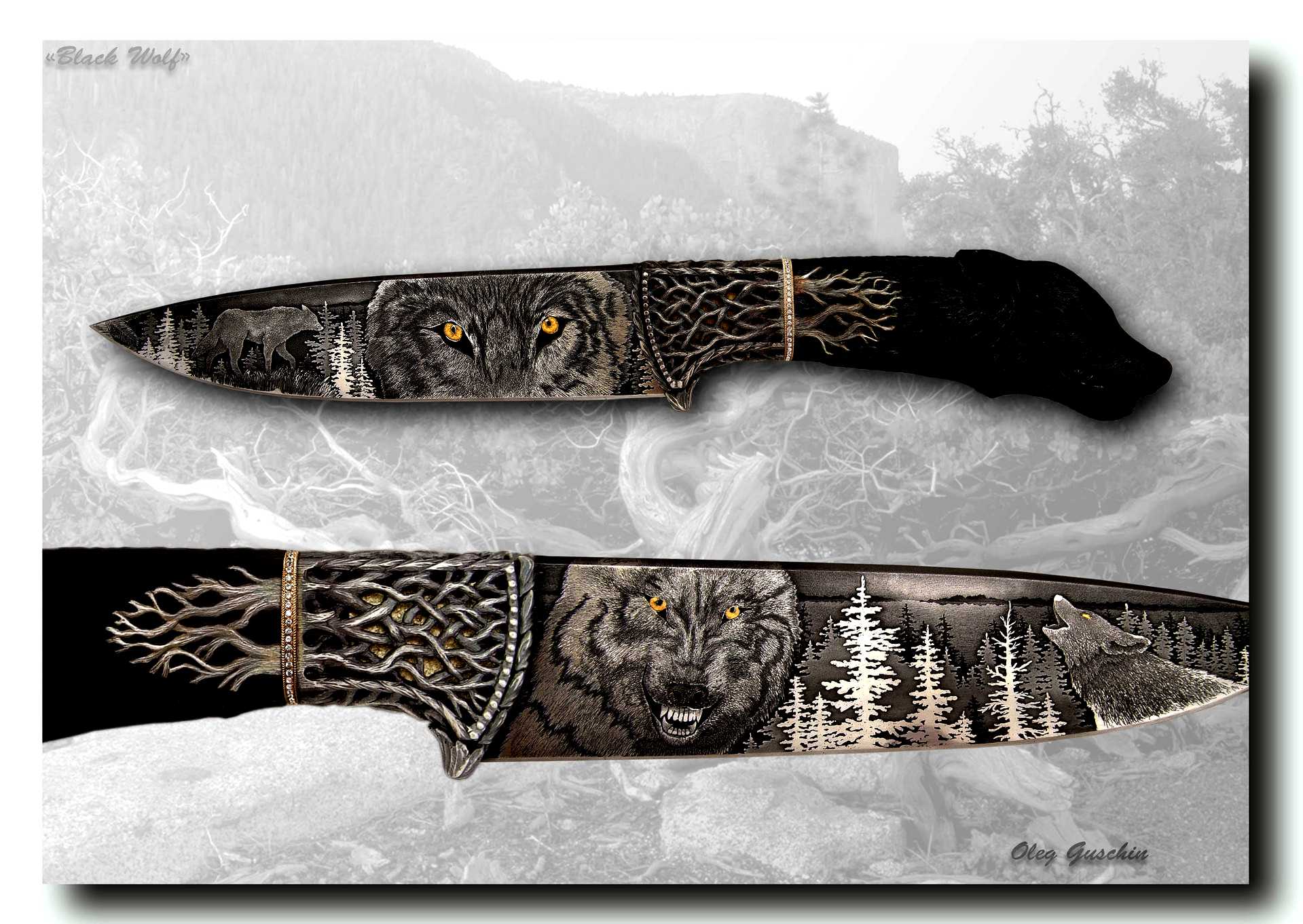 Рисунок на лезвие ножа. Нож волк дамасская сталь, гравировка, кость, резьба. Травление клинка. Ножи с изображением волка.