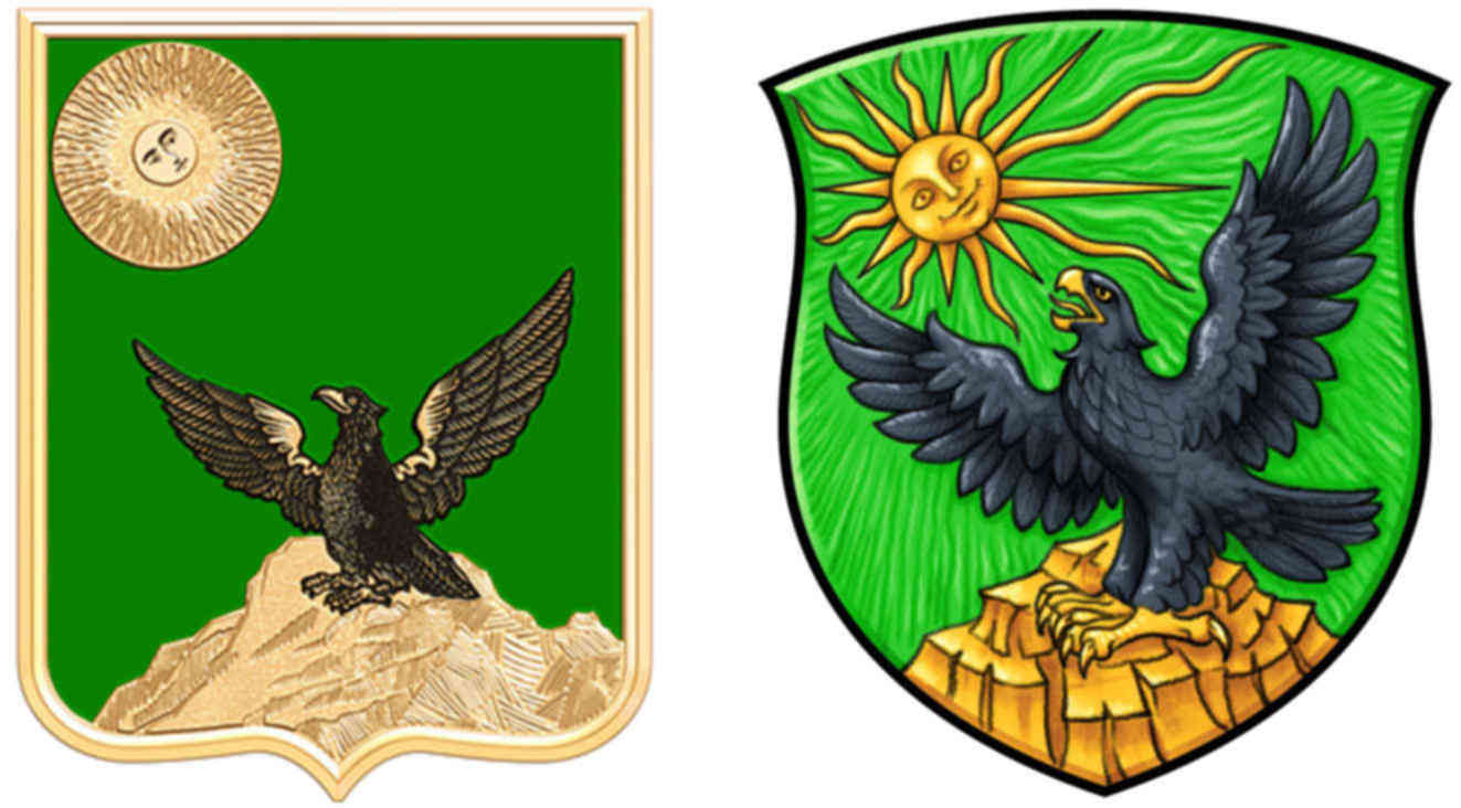 На гербе какого города изображен сокол. Герб Кингисеппа. Герб Кингисеппского района. Герб орла. Герб города орла.