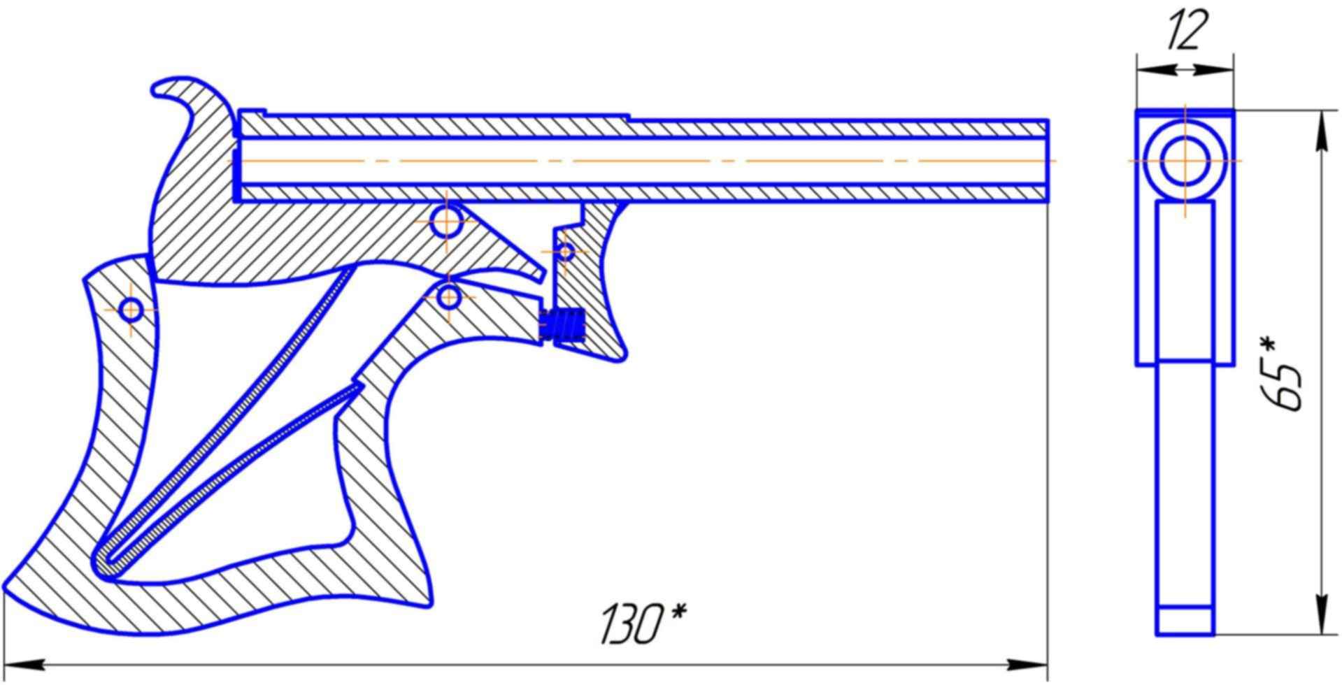 Спичкострел пистолет чертеж