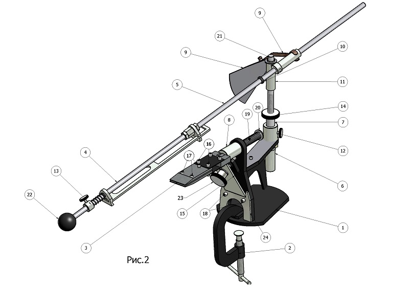Чертеж точилки для ножей с поворотным механизмом