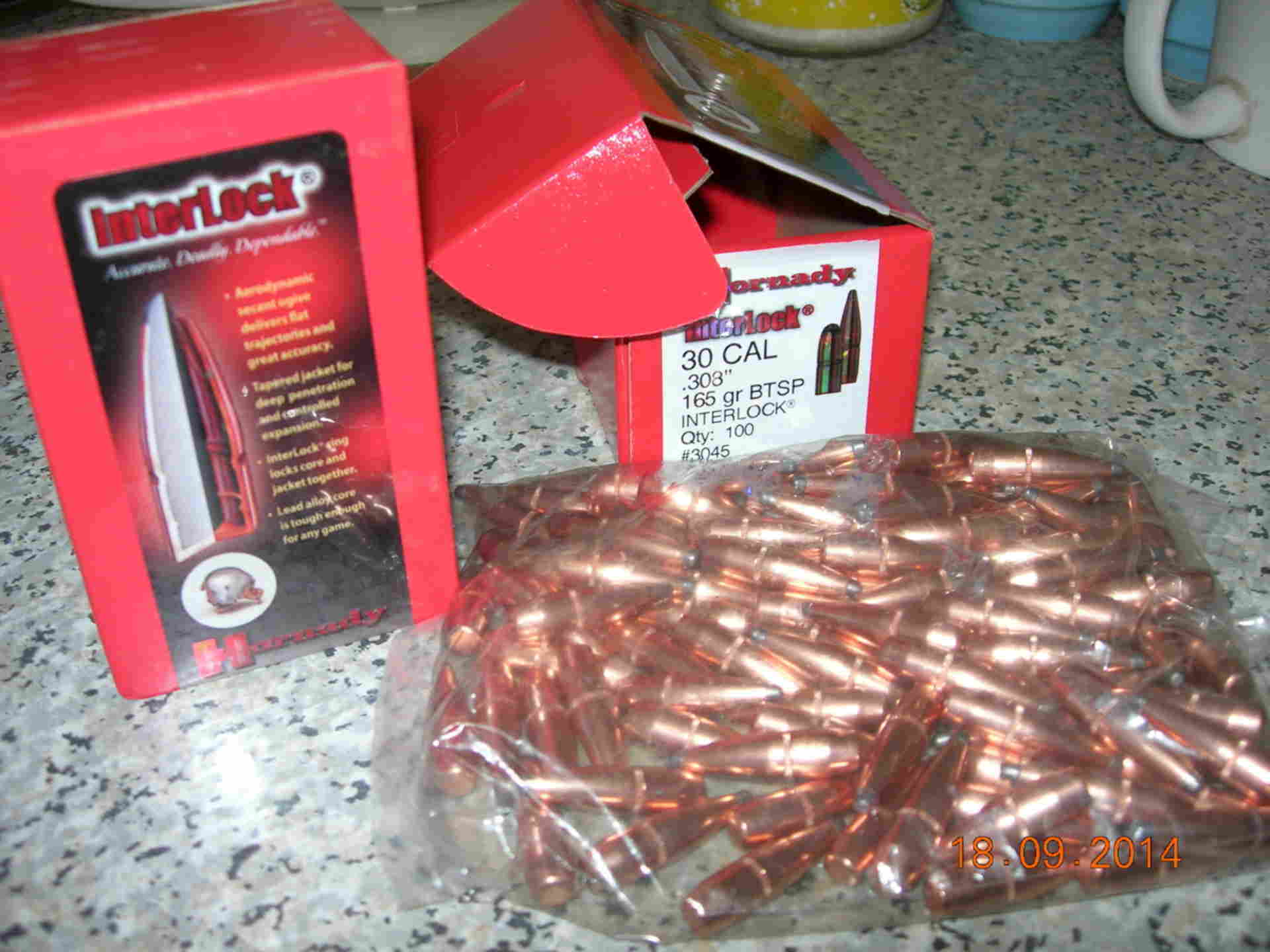 Hornady InterLock Bullets 30 Caliber (308 Diameter) 165 Grain Spire Point.