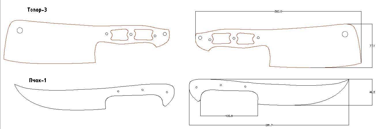 Эскизы кухонных топориков
