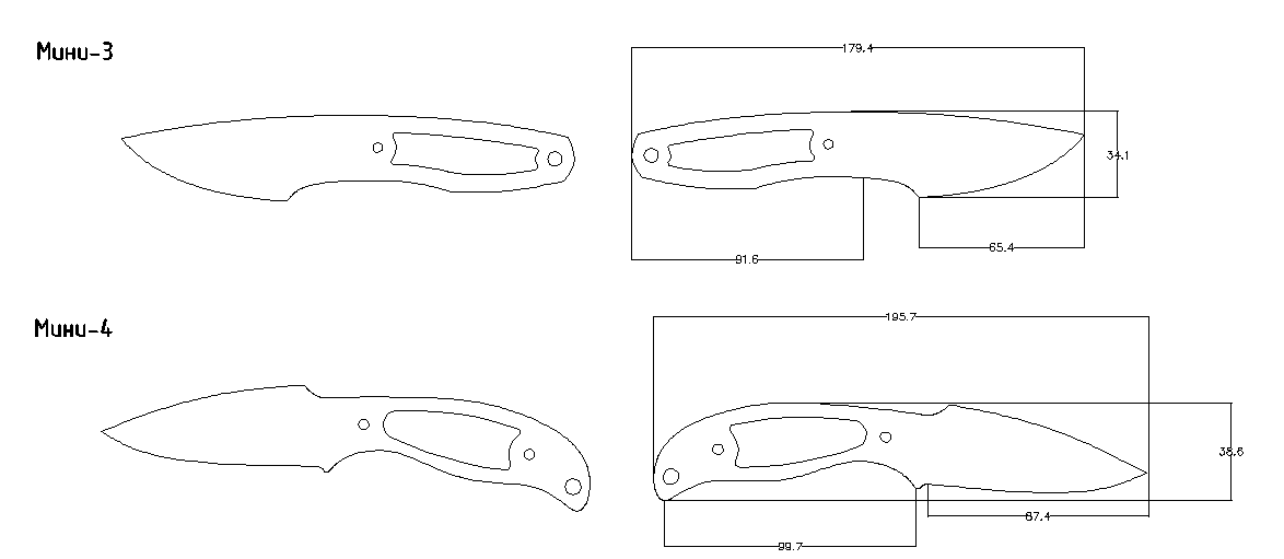 Эскизы ножей в натуральную величину в формате а4