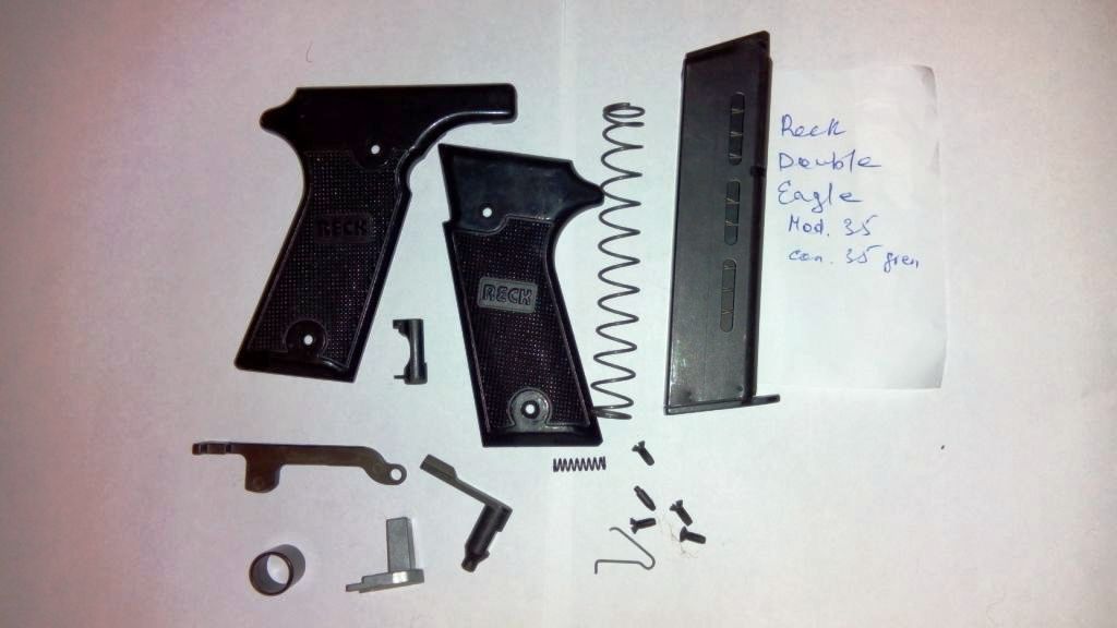 9 zip. Reck Double Eagle 8mm детали. Reck Double Action cal 35 k запчасти. ЗИП для газового пистолета Reck Baby 8 mm.
