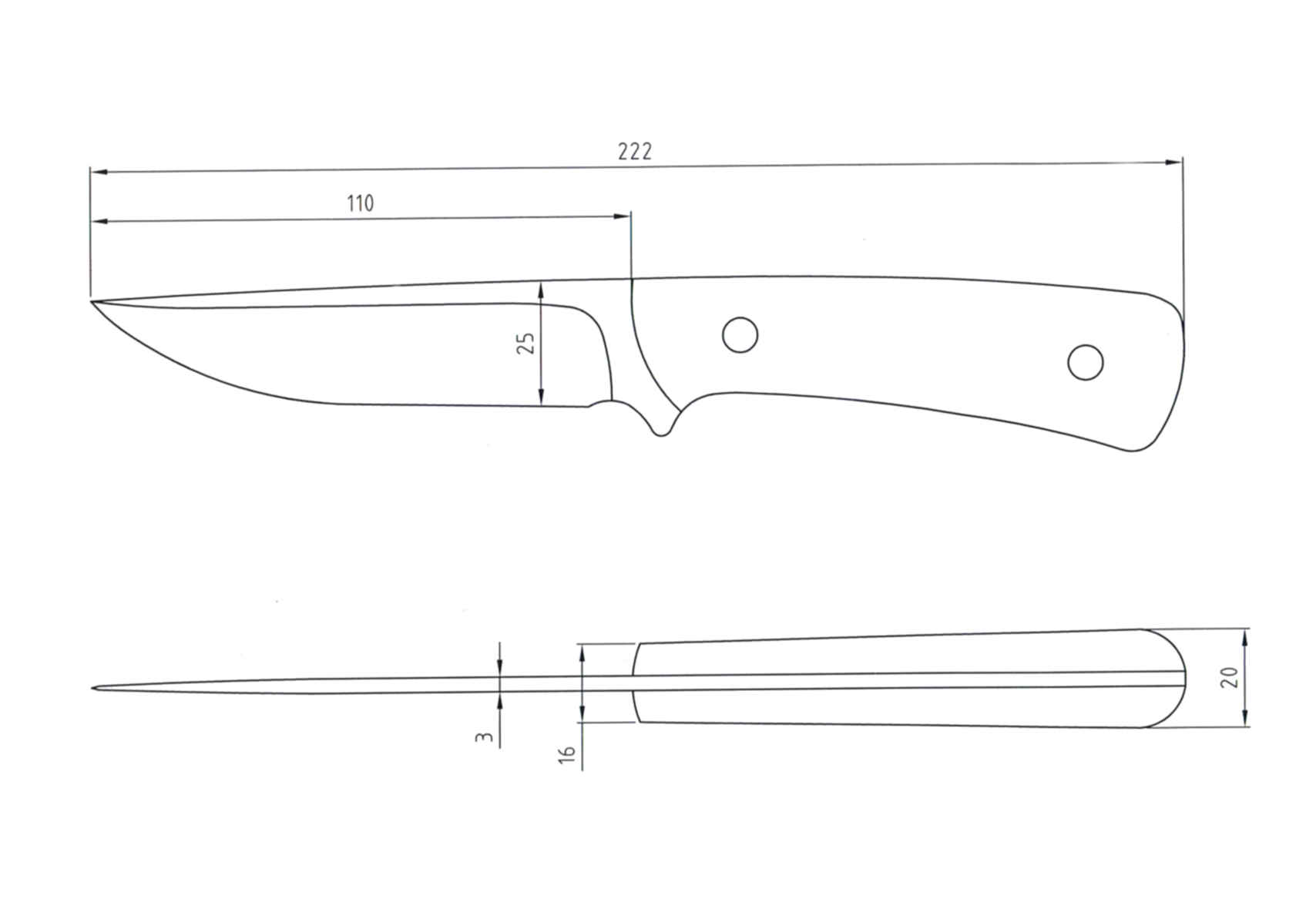 Размеры лезвий ножей