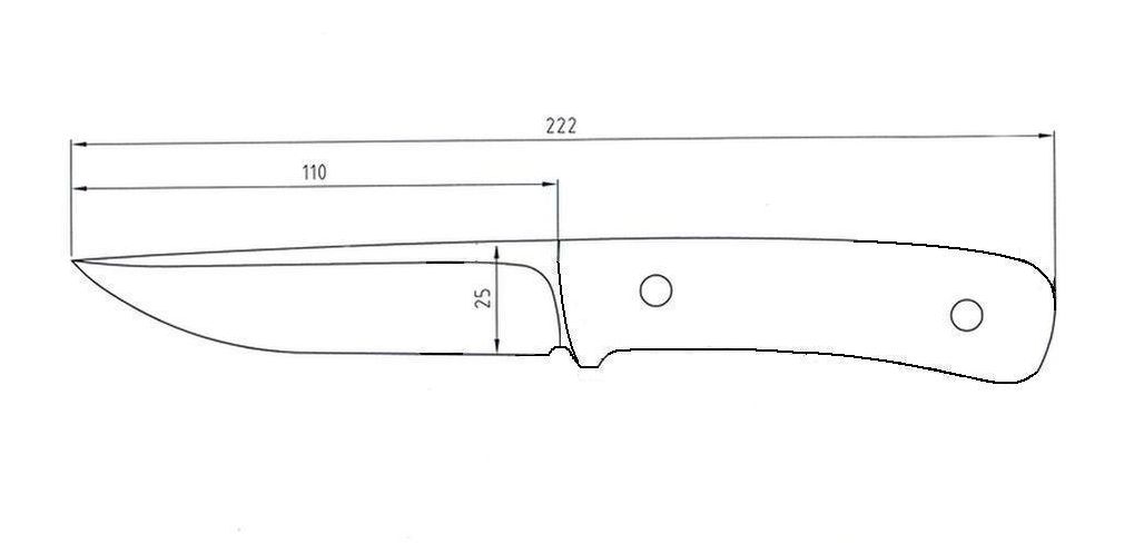Эскиз ножа с размерами