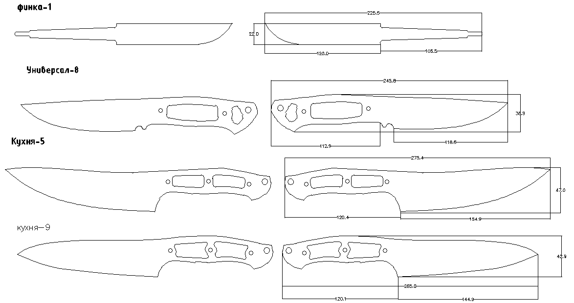 Формы клинков для ножей чертежи