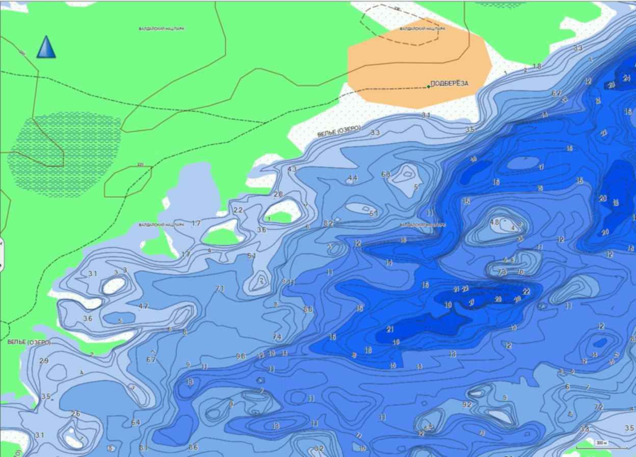 Карта глубин озеро велье новгородская область