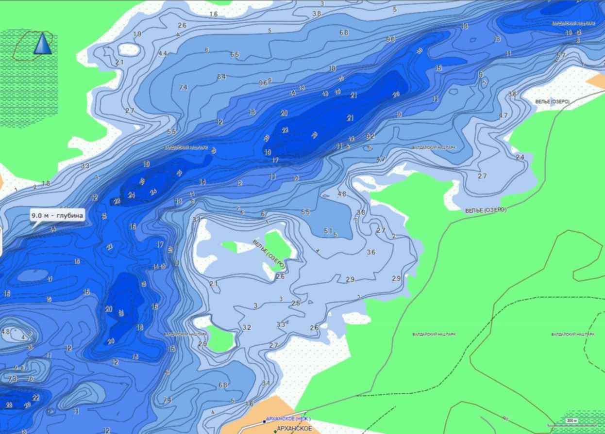 Карта глубин водоемов псковской области