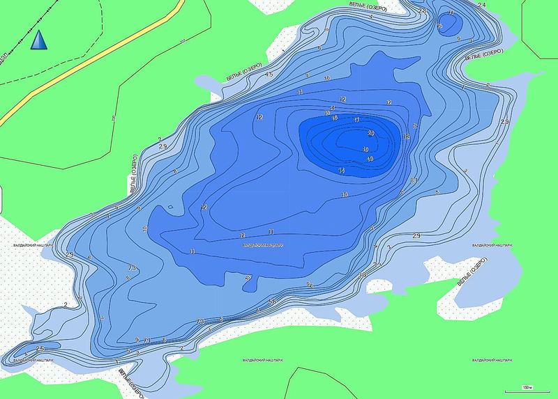 Карта глубин озера скрыдлево