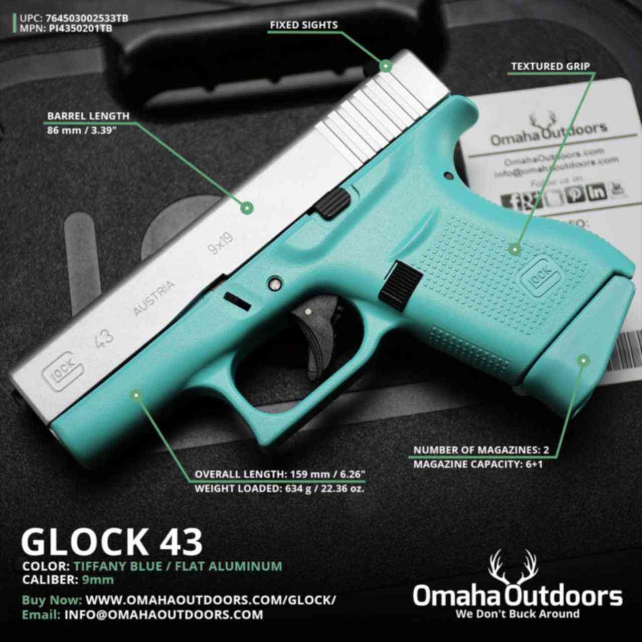 Tiffany Blue Glock 43. Голубой Глок. Glock Tiffany Blue. APC-9 9mm Glock.