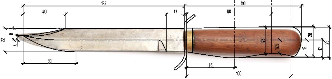 Чертеж ножа нр 40