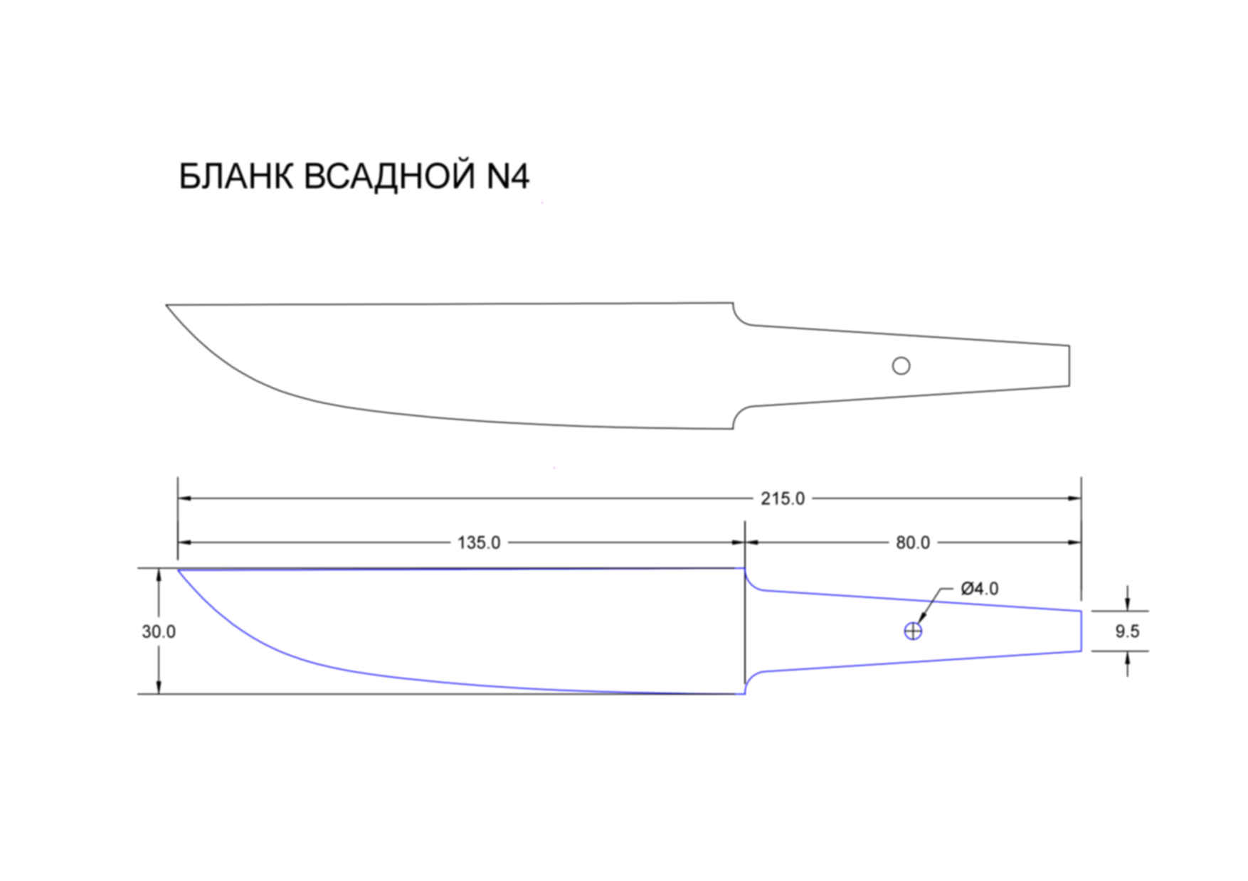 Нож метательный чертеж с размерами и толщина