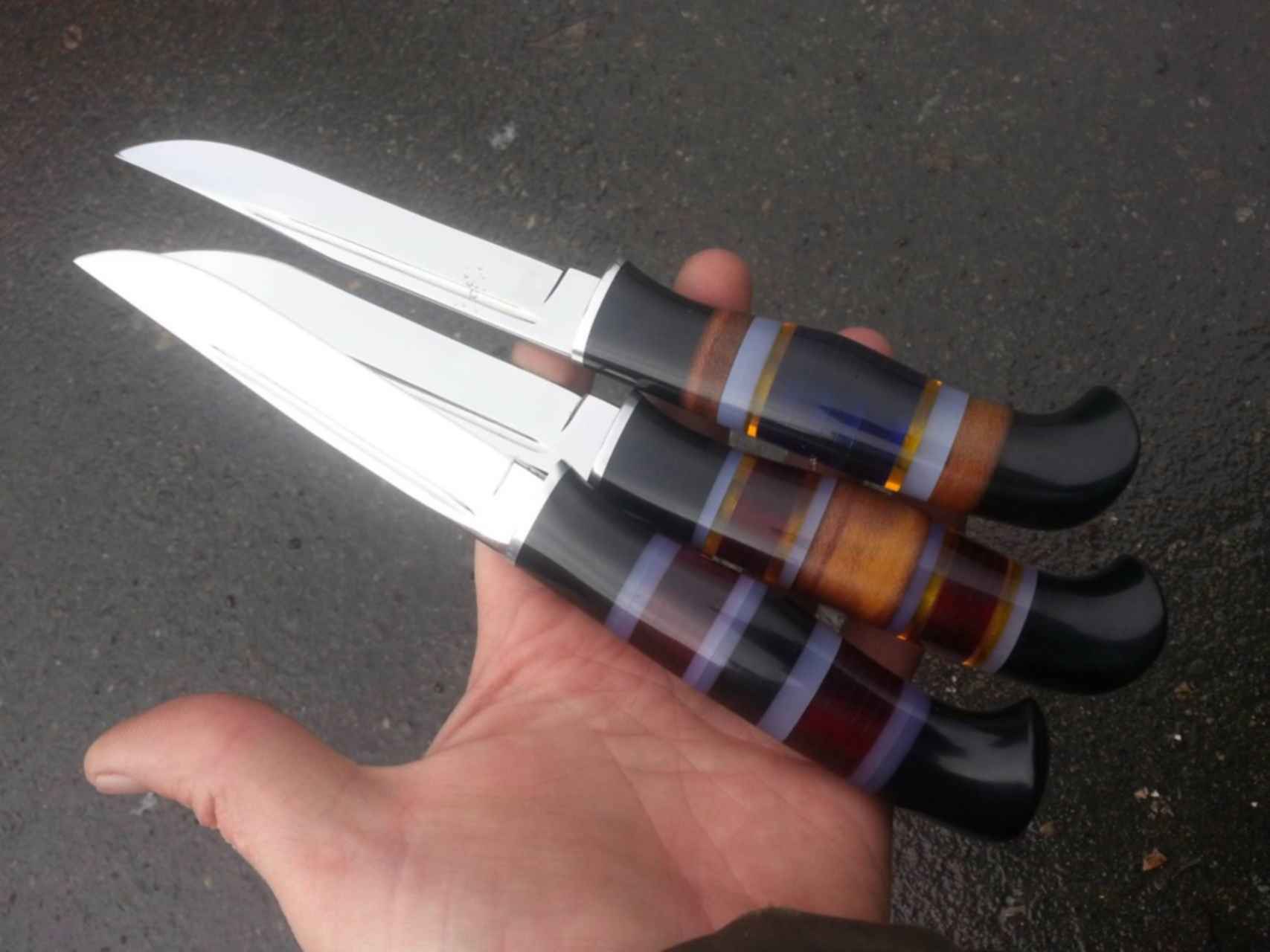 Наборные рукояти ножей из оргстекла фото