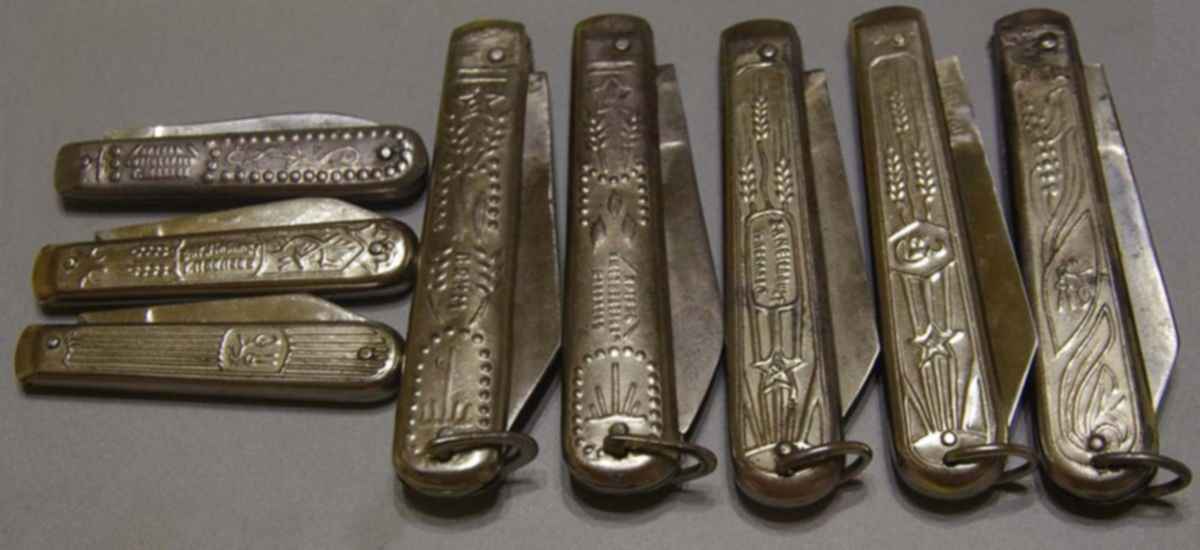 нож 1949 нержавеющая сталь клеймо артель заря. артель на руси. дача 10 артель купить. нож - клеймо " талынская артель". сливочник серебро 84 проба с клеймом ec.