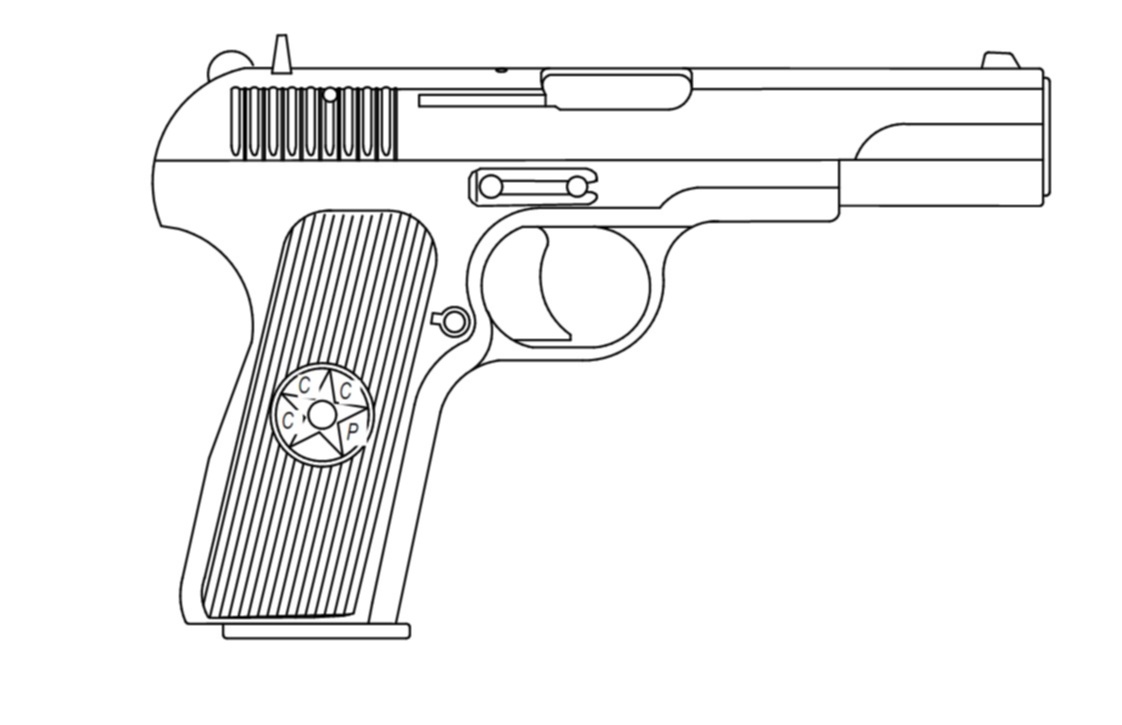 Эскиз пистолета из дерева для выпиливания
