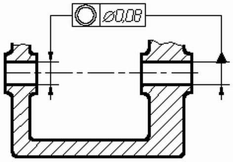 Соосность на чертеже. Обозначение соосности на чертеже. Соосность отверстий на чертеже.