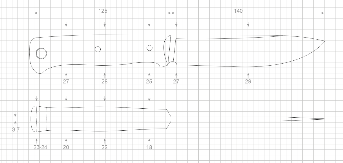 Чертежи клинков для ножей в натуральную величину