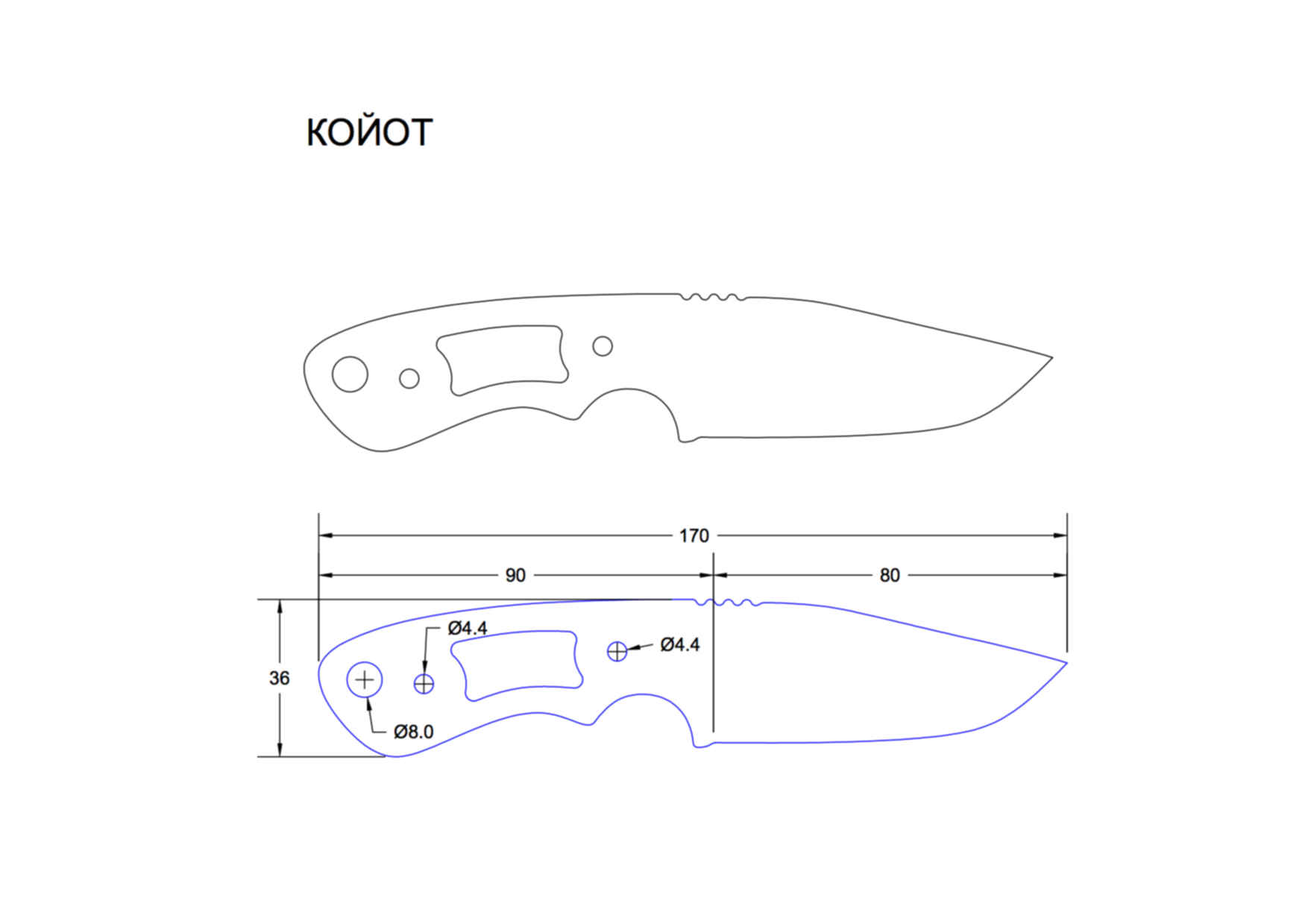 Чертеж мини ножа