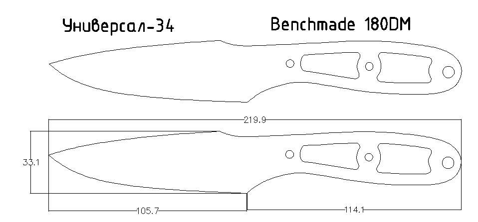 Трекер нож чертеж с размерами