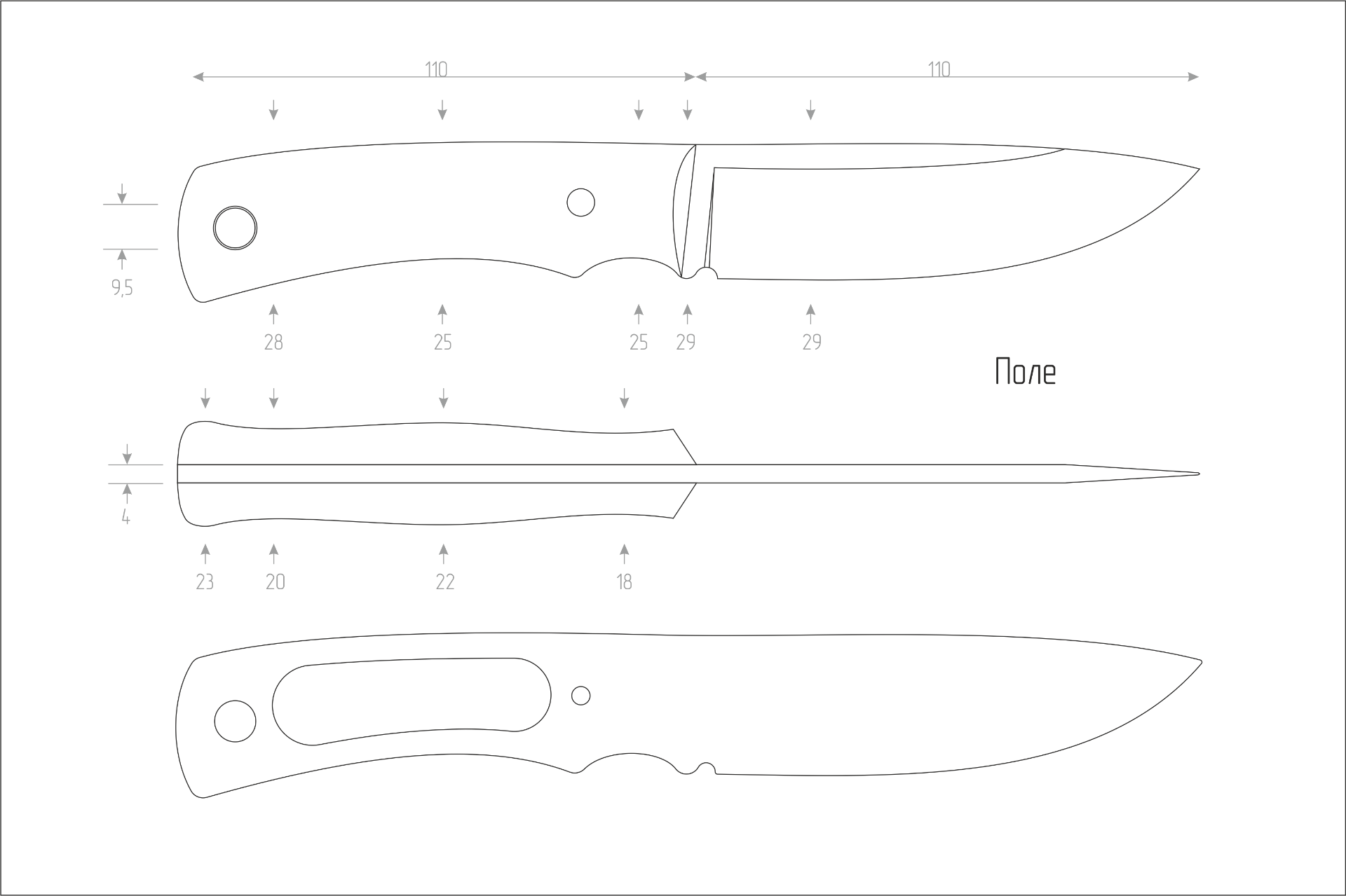 Картинки ножей чертеж
