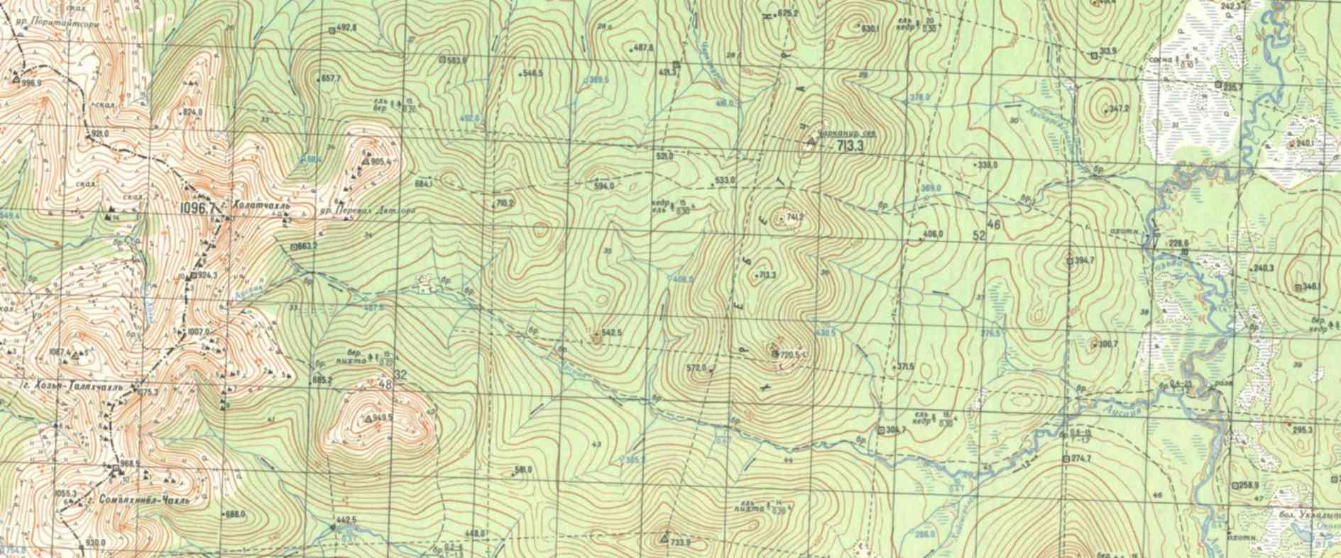 Карта похода Дятлова 1959