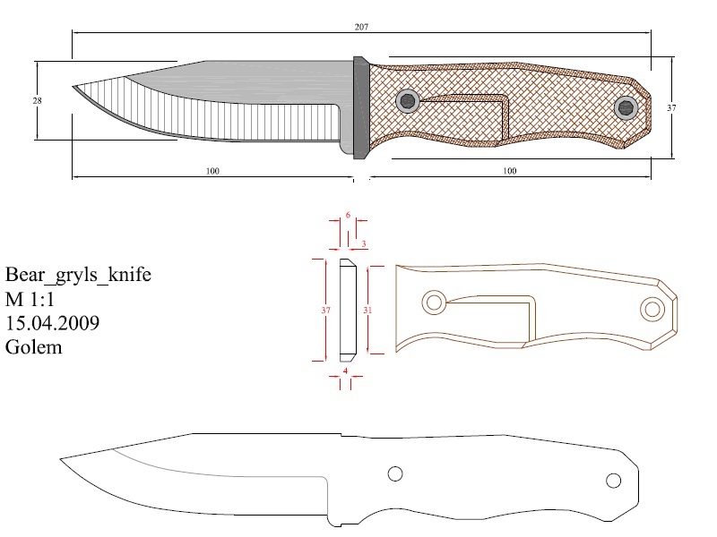 Чертеж овощного ножа