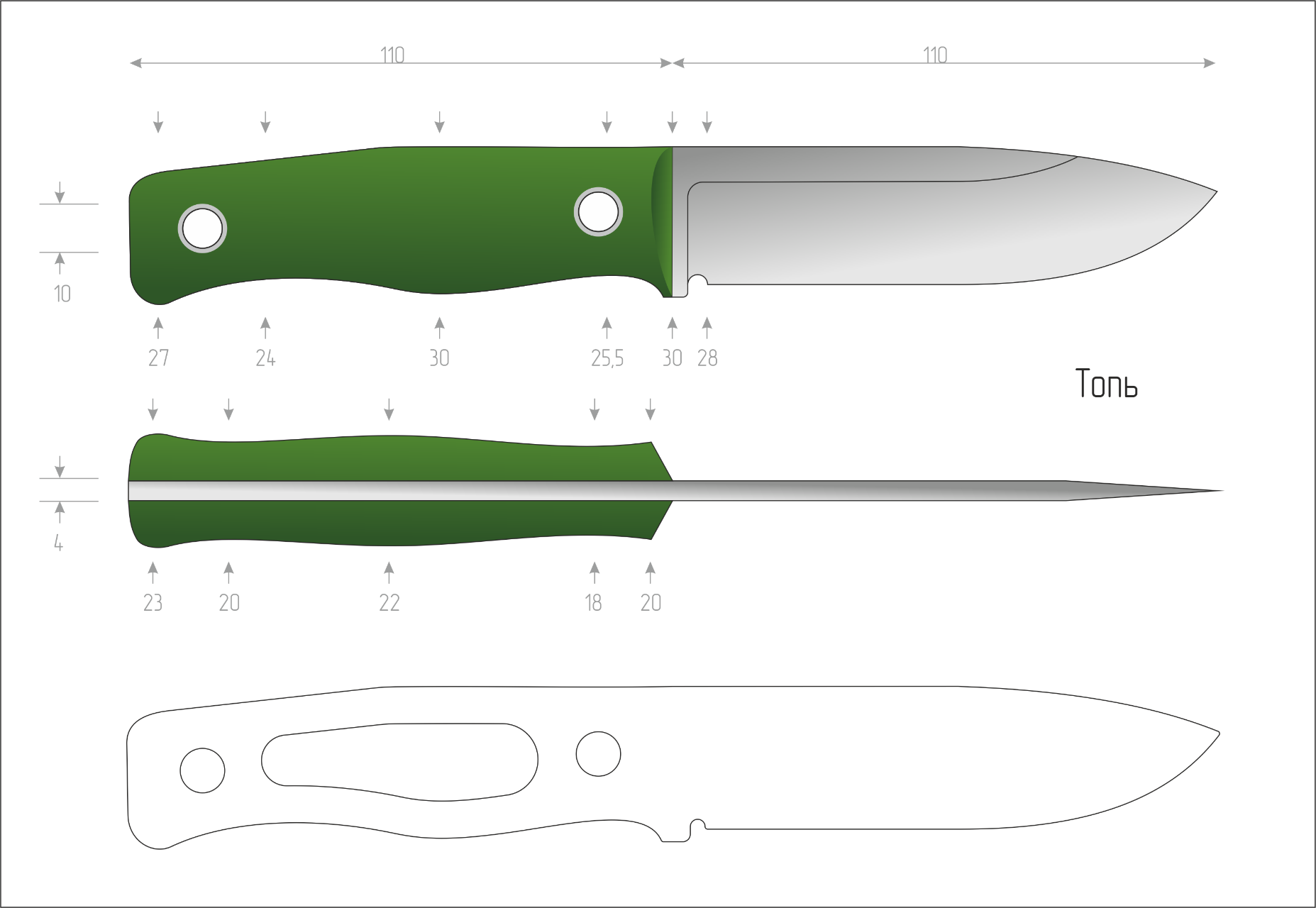 Чертеж овощного ножа