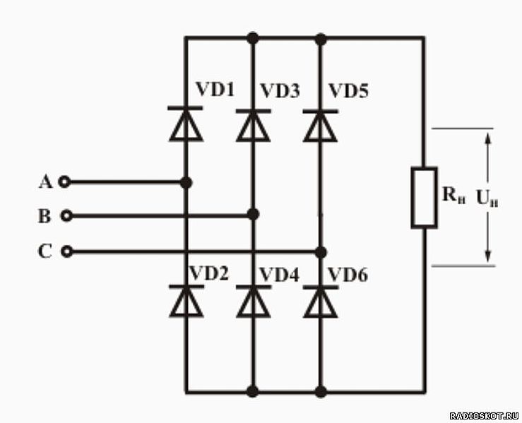 Двухфазный выпрямитель схема